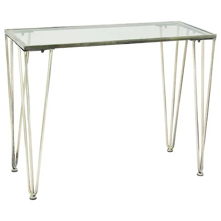 Metal/Glass Silver Console Table